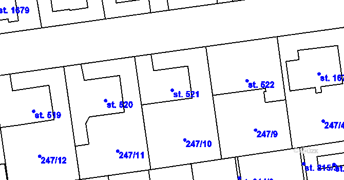 Parcela st. 521 v KÚ Hrabůvka, Katastrální mapa