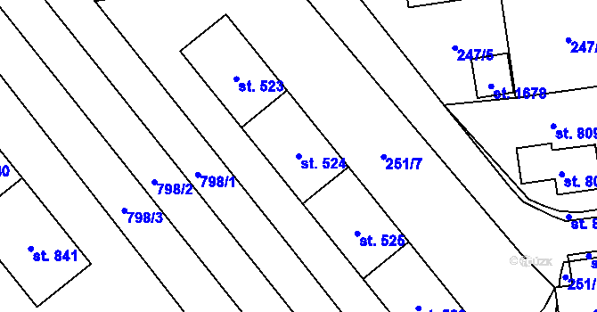 Parcela st. 524 v KÚ Hrabůvka, Katastrální mapa