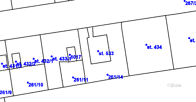 Parcela st. 533 v KÚ Hrabůvka, Katastrální mapa