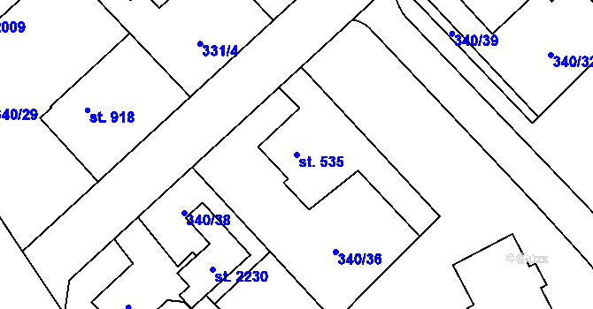 Parcela st. 535 v KÚ Hrabůvka, Katastrální mapa