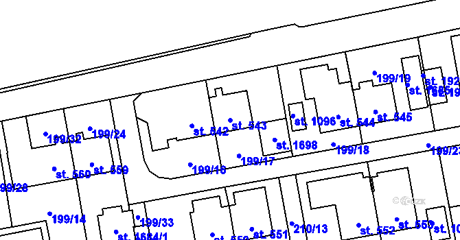 Parcela st. 543 v KÚ Hrabůvka, Katastrální mapa
