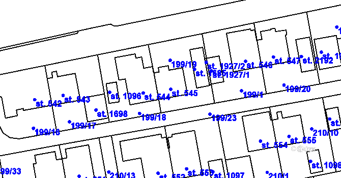 Parcela st. 545 v KÚ Hrabůvka, Katastrální mapa