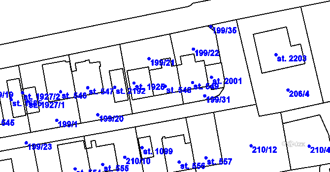 Parcela st. 548 v KÚ Hrabůvka, Katastrální mapa