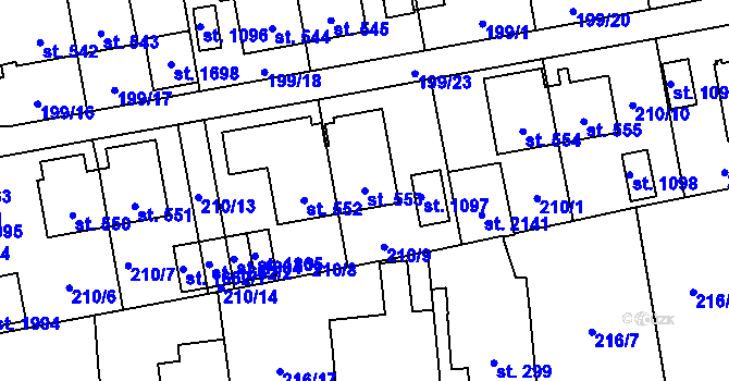 Parcela st. 553 v KÚ Hrabůvka, Katastrální mapa