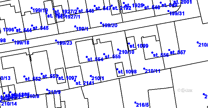 Parcela st. 555 v KÚ Hrabůvka, Katastrální mapa