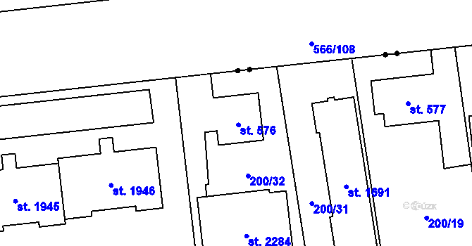 Parcela st. 576 v KÚ Hrabůvka, Katastrální mapa
