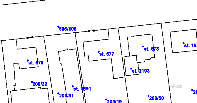 Parcela st. 577 v KÚ Hrabůvka, Katastrální mapa