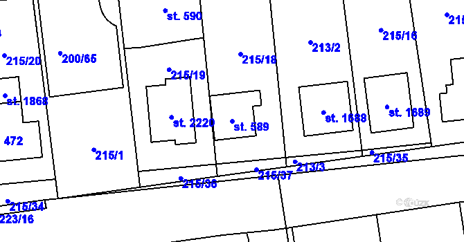 Parcela st. 589 v KÚ Hrabůvka, Katastrální mapa