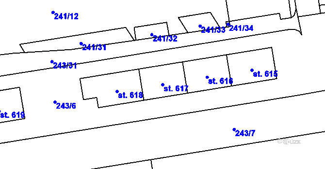 Parcela st. 617 v KÚ Hrabůvka, Katastrální mapa