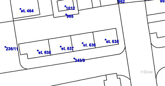 Parcela st. 636 v KÚ Hrabůvka, Katastrální mapa