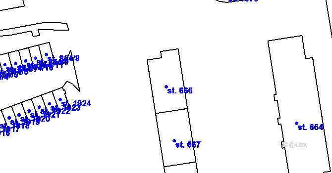 Parcela st. 666 v KÚ Hrabůvka, Katastrální mapa