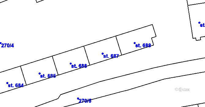 Parcela st. 687 v KÚ Hrabůvka, Katastrální mapa