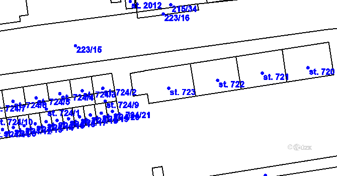 Parcela st. 723 v KÚ Hrabůvka, Katastrální mapa