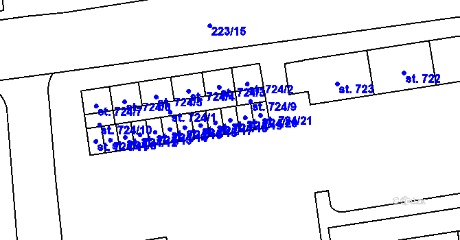Parcela st. 724/19 v KÚ Hrabůvka, Katastrální mapa