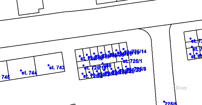 Parcela st. 725/20 v KÚ Hrabůvka, Katastrální mapa