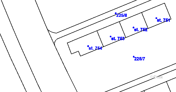 Parcela st. 754 v KÚ Hrabůvka, Katastrální mapa