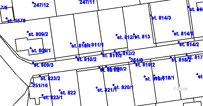 Parcela st. 811/2 v KÚ Hrabůvka, Katastrální mapa