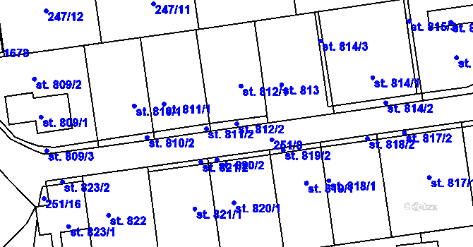 Parcela st. 812/2 v KÚ Hrabůvka, Katastrální mapa