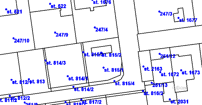 Parcela st. 815/2 v KÚ Hrabůvka, Katastrální mapa