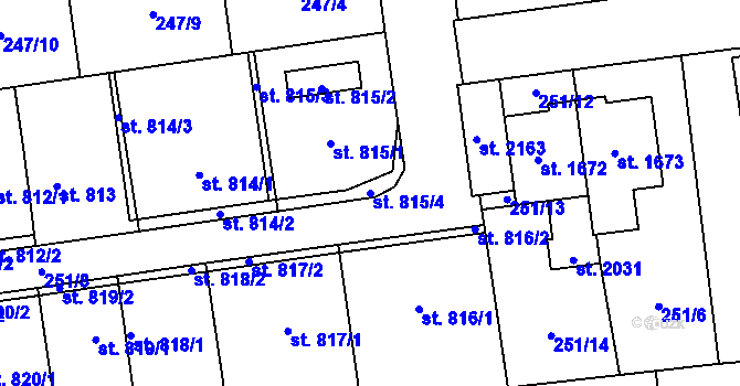 Parcela st. 815/4 v KÚ Hrabůvka, Katastrální mapa