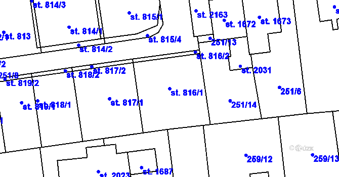 Parcela st. 816/1 v KÚ Hrabůvka, Katastrální mapa