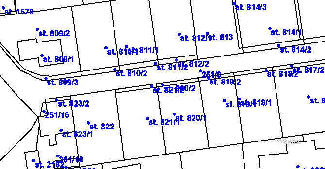 Parcela st. 820/2 v KÚ Hrabůvka, Katastrální mapa