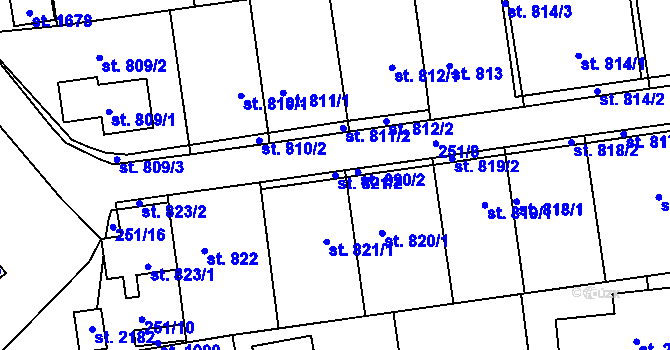 Parcela st. 821/2 v KÚ Hrabůvka, Katastrální mapa