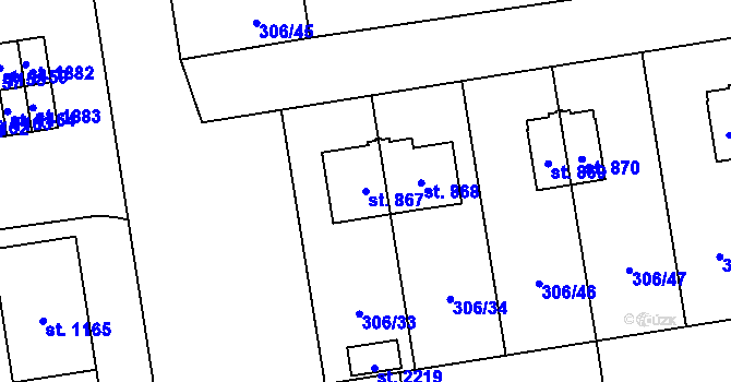 Parcela st. 867 v KÚ Hrabůvka, Katastrální mapa