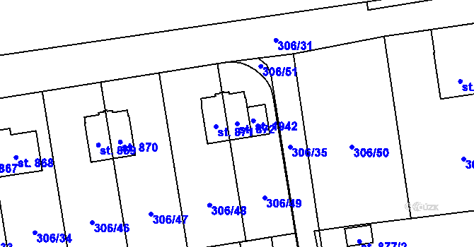 Parcela st. 872 v KÚ Hrabůvka, Katastrální mapa