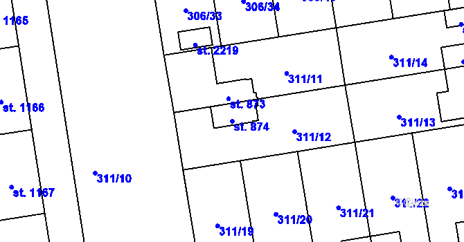 Parcela st. 874 v KÚ Hrabůvka, Katastrální mapa