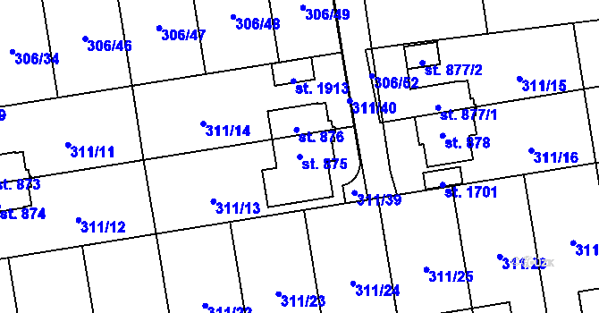 Parcela st. 875 v KÚ Hrabůvka, Katastrální mapa