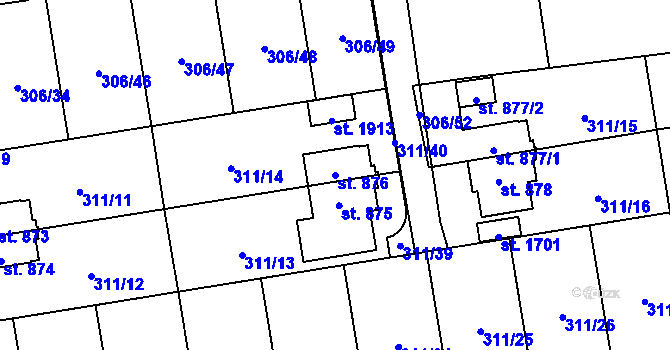 Parcela st. 876 v KÚ Hrabůvka, Katastrální mapa