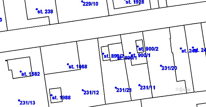 Parcela st. 899/2 v KÚ Hrabůvka, Katastrální mapa
