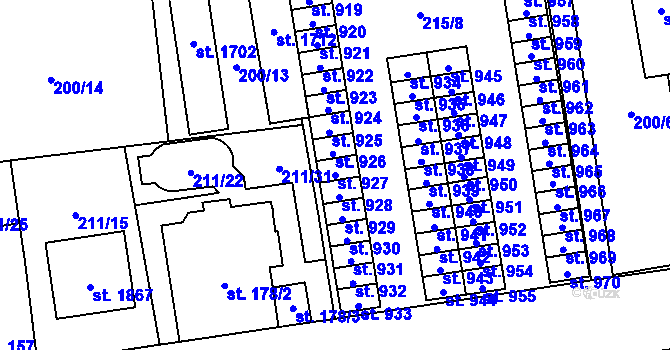 Parcela st. 927 v KÚ Hrabůvka, Katastrální mapa