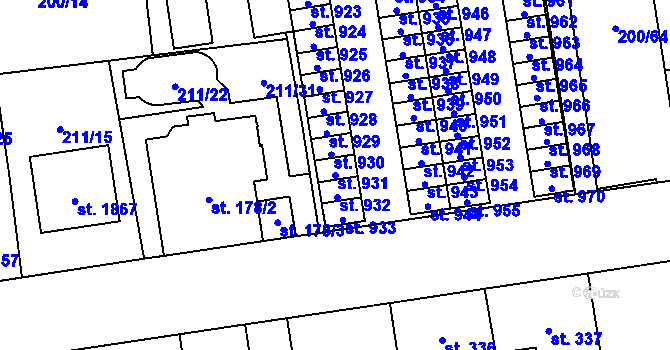 Parcela st. 931 v KÚ Hrabůvka, Katastrální mapa