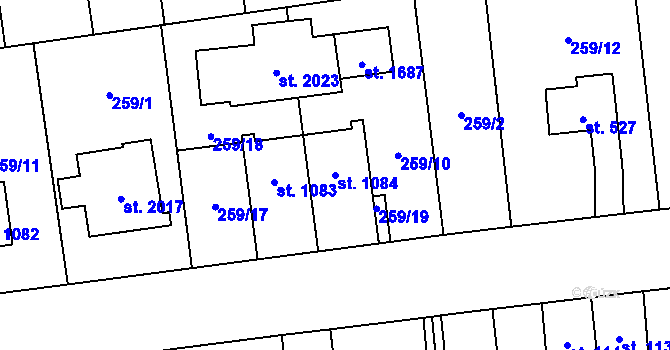 Parcela st. 1084 v KÚ Hrabůvka, Katastrální mapa