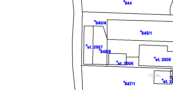 Parcela st. 2007 v KÚ Hrabůvka, Katastrální mapa