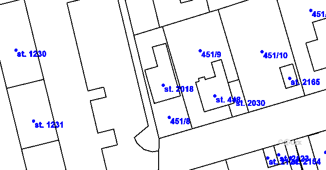 Parcela st. 2018 v KÚ Hrabůvka, Katastrální mapa