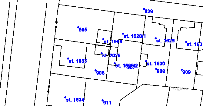 Parcela st. 2026 v KÚ Hrabůvka, Katastrální mapa