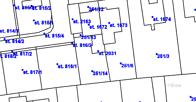 Parcela st. 2031 v KÚ Hrabůvka, Katastrální mapa