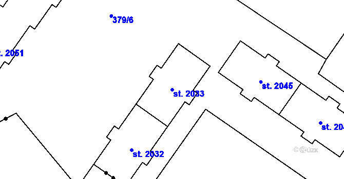 Parcela st. 2033 v KÚ Hrabůvka, Katastrální mapa