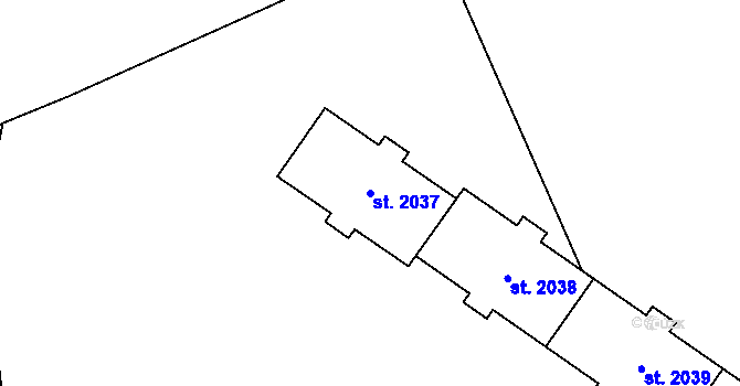 Parcela st. 2037 v KÚ Hrabůvka, Katastrální mapa
