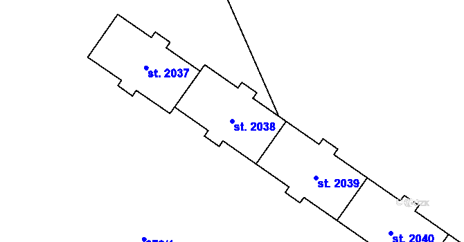 Parcela st. 2038 v KÚ Hrabůvka, Katastrální mapa