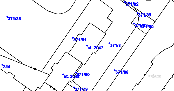 Parcela st. 2047 v KÚ Hrabůvka, Katastrální mapa