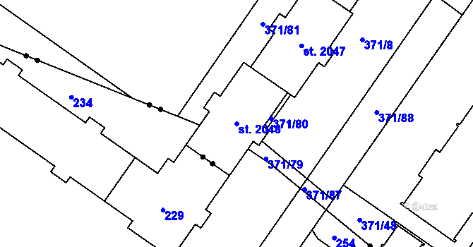Parcela st. 2048 v KÚ Hrabůvka, Katastrální mapa