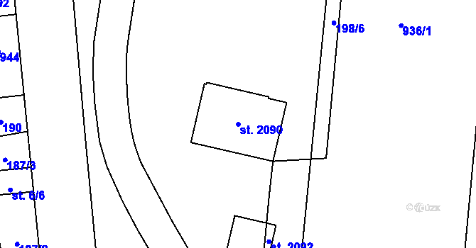 Parcela st. 2090 v KÚ Hrabůvka, Katastrální mapa