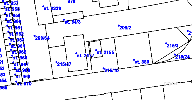 Parcela st. 2155 v KÚ Hrabůvka, Katastrální mapa