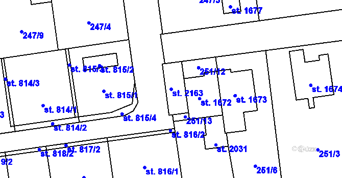 Parcela st. 2163 v KÚ Hrabůvka, Katastrální mapa