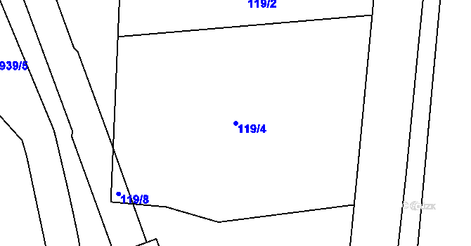 Parcela st. 119/4 v KÚ Hrabůvka, Katastrální mapa