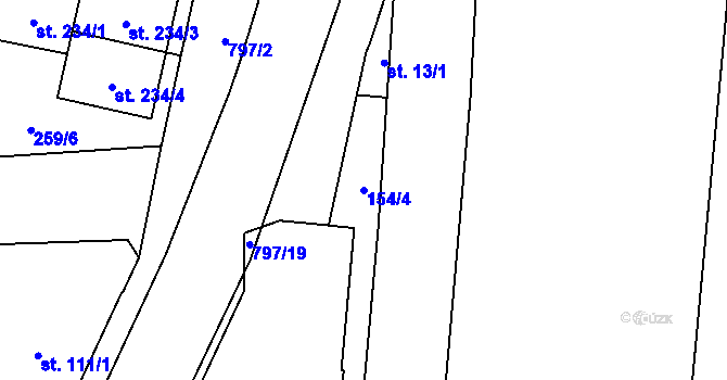 Parcela st. 154/4 v KÚ Hrabůvka, Katastrální mapa